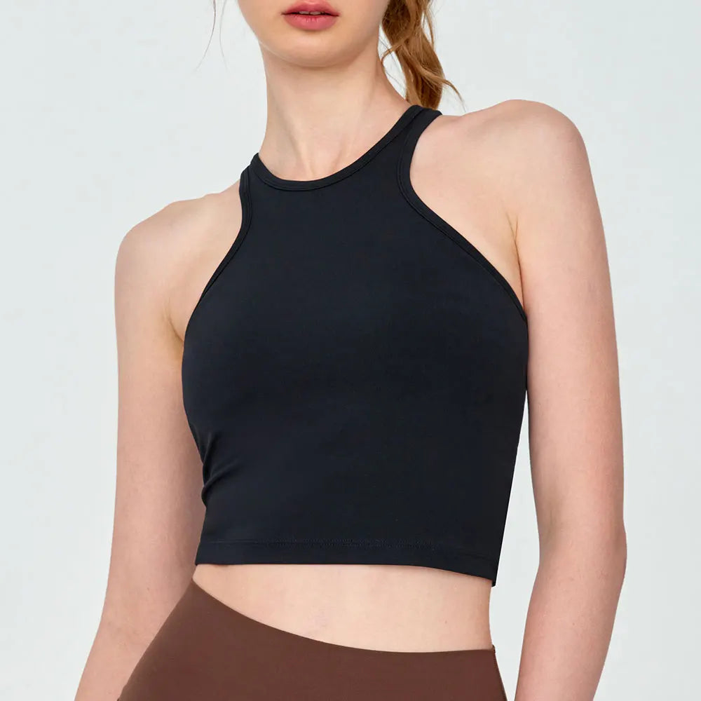 Breathable Quick Drying Sports Vest Round Neck Cross Back Shockproof Skin-friendly fabric Yoga Bra