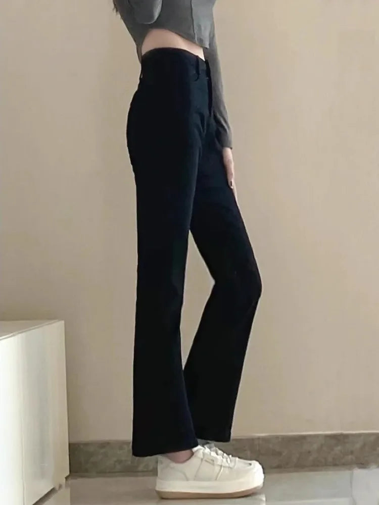 Bla Flared Jeans Women's Summer Large Size Slim High Waist Straight Leg Elastic Floor-Length Pants Elastic Waisand Zipper...