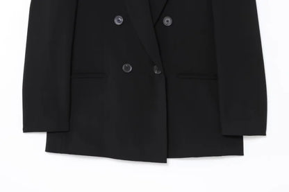 ETJ 2025 TRAF Women's Spring New suit Set with shoulder padded double-breasted blazer & high-waisted pleated wide-legged pants