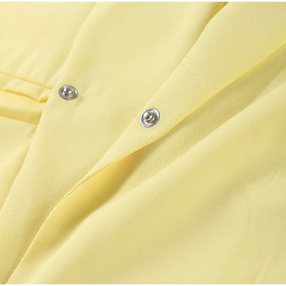 Fashion Lapel Suit Jacket Women Casual Loose Short Sleeve Office Lady Coat 2025 New Chic Autumn Single Button Oversize Jacket