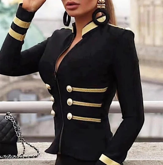2025 Autumn Winter Spring New Fashion Casual Elegant Black Slim Fit British Jacket Coat Female Clothing Outfits