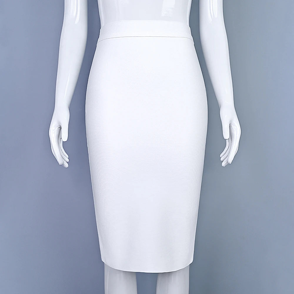 BEAUKEY Sexy Yellow Bandage Skirts 2023 Women Summer High Waist Quality Pink Black White Party Skirts XL Tight Office Lady Skirt