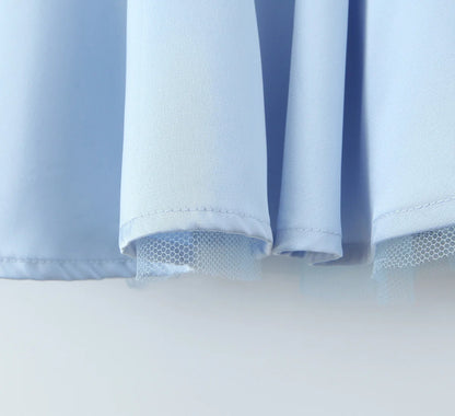 European and American style French niche slim fit suspender dress women's summer satin three-layer three-dimensional steel ring
