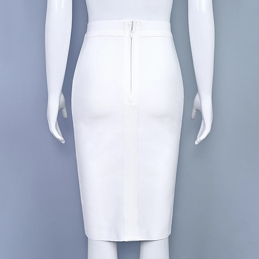 BEAUKEY Sexy Yellow Bandage Skirts 2023 Women Summer High Waist Quality Pink Black White Party Skirts XL Tight Office Lady Skirt