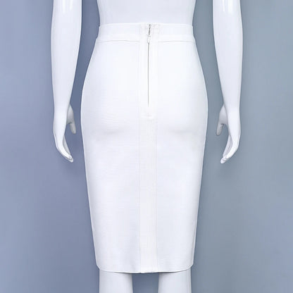 BEAUKEY Sexy Yellow Bandage Skirts 2023 Women Summer High Waist Quality Pink Black White Party Skirts XL Tight Office Lady Skirt