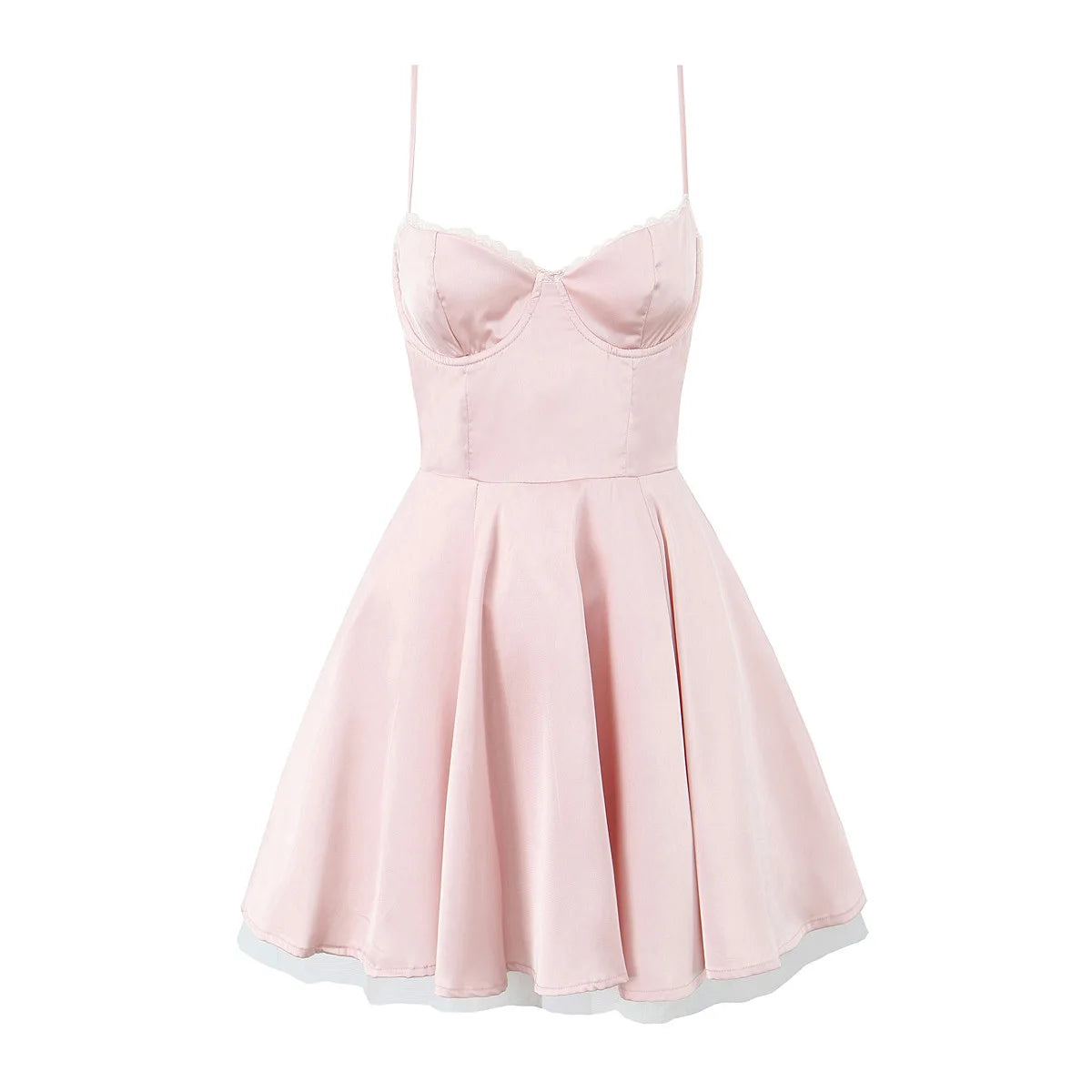 European and American style French niche slim fit suspender dress women's summer satin three-layer three-dimensional steel ring