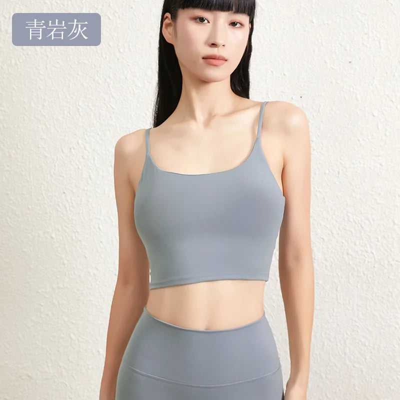 Double Face Hair Sports Girls Fall Running Fitness Vest With Chest Pad Strap Spice