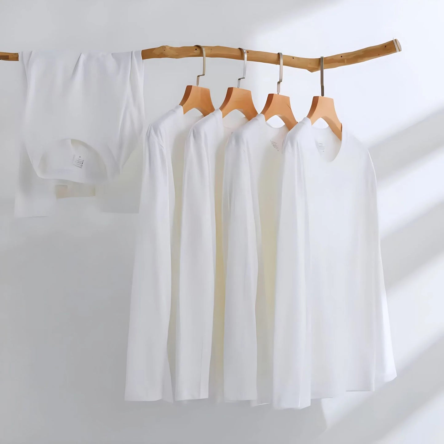 1pcs Pure Cotton T Shirt Spring Autumn Men Cotton Long Sleeve Round Neck T-shirts Solid Color Women's Full Length Sleeve Tops