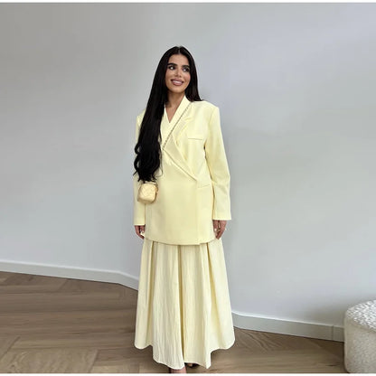 Women's Suit Jackets Loose Lapel One Button Short Sleeve Blazers 2025 Summer Elegant Lady Office Outwear Street