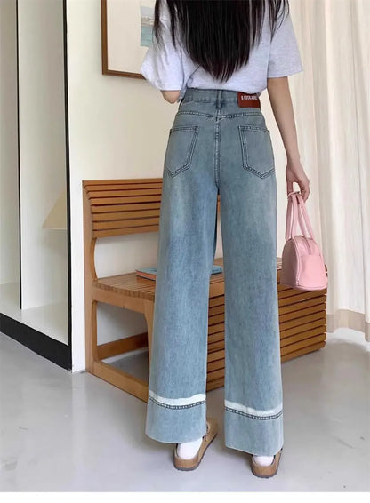 High Waist Straight Leg Jeans Women's plus Size Body Slimming Nine Points Wide Leg Pants Fat Sister MM Fashionable Clothing