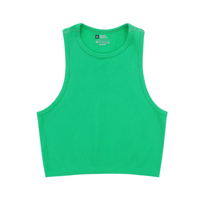 Yoga Vest Women Gym Sports Black White Crop Tops Seamless Streetwear Rib Knit Workout BreathableTank Top Female Without Pads