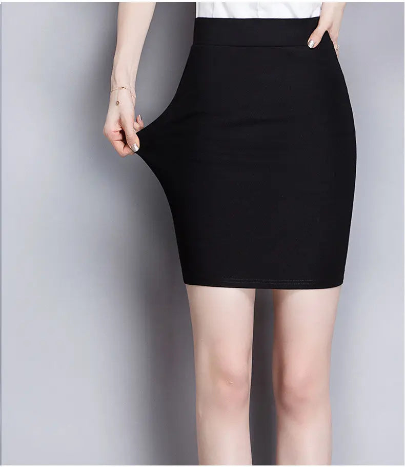 Office Lady Work Business Social Sexy Black Skirts Summer Women Elasticity Slim Wrap Hip All-match Female Short Skinny Skirt