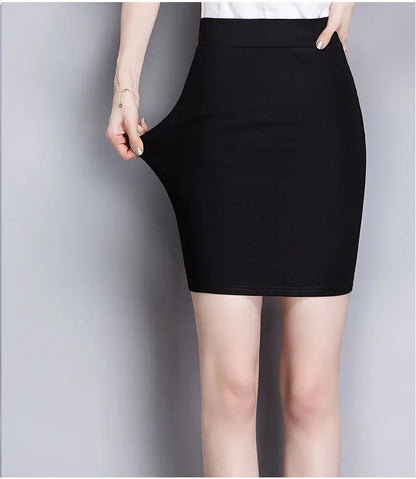 Office Lady Work Business Social Sexy Black Skirts Summer Women Elasticity Slim Wrap Hip All-match Female Short Skinny Skirt