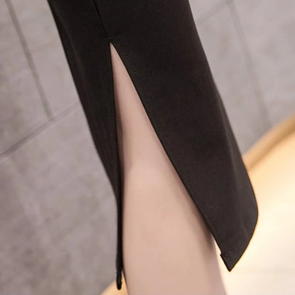 New Style Summer Fashion Elastic Waist Half-length Skirt 2025 Plus Size Women's Clothing Side-Slit Bodycon Skirts