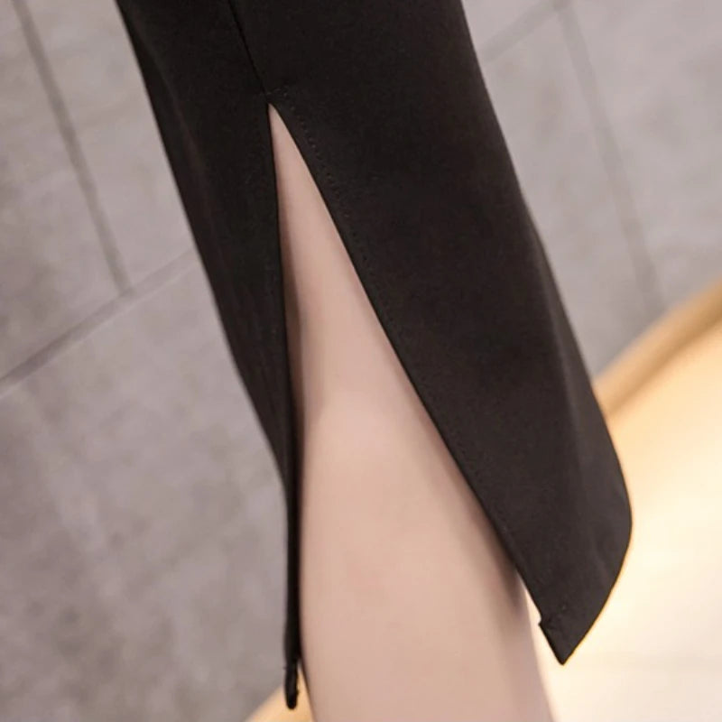 New Style Summer Fashion Elastic Waist Half-length Skirt 2025 Plus Size Women's Clothing Side-Slit Bodycon Skirts