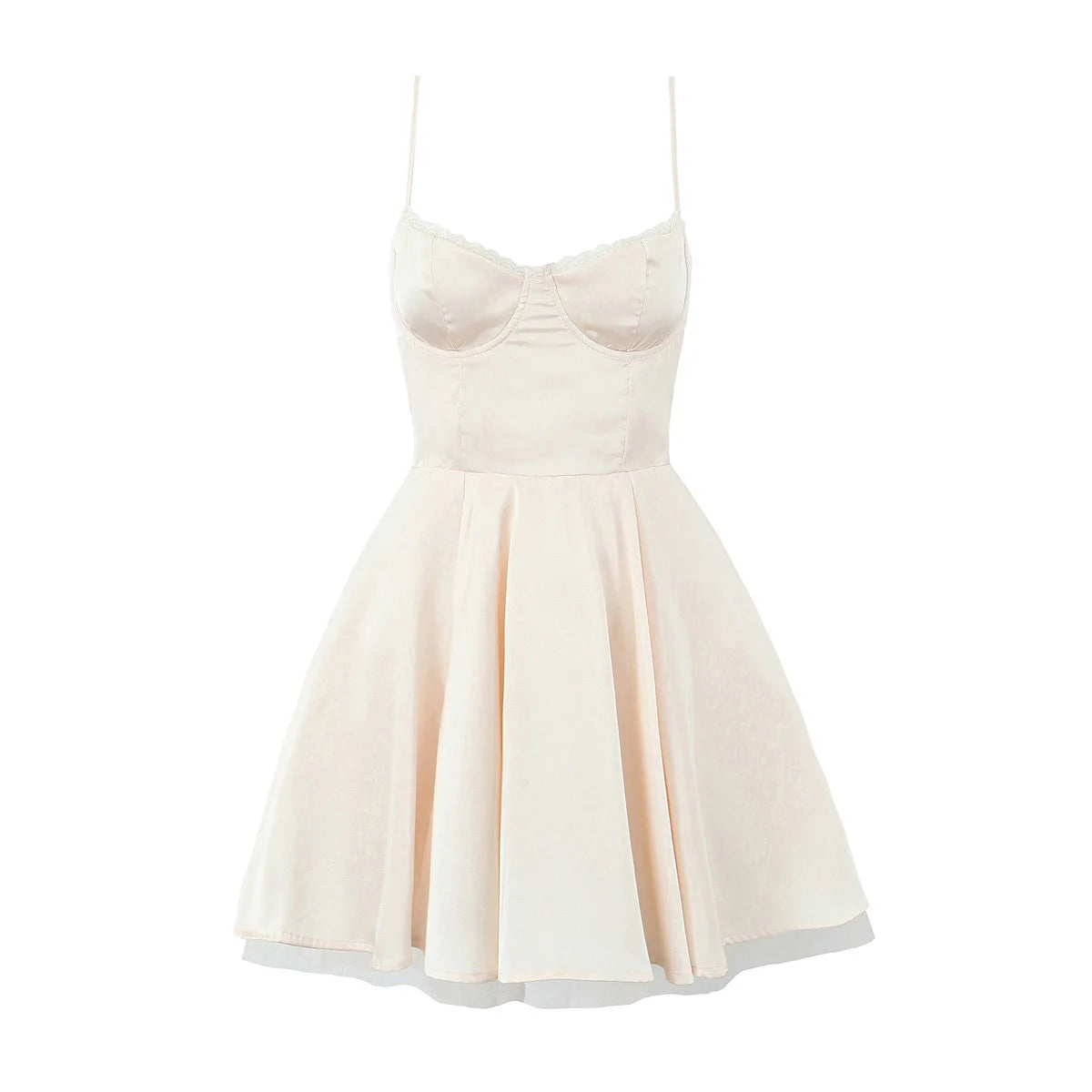 European and American style French niche slim fit suspender dress women's summer satin three-layer three-dimensional steel ring