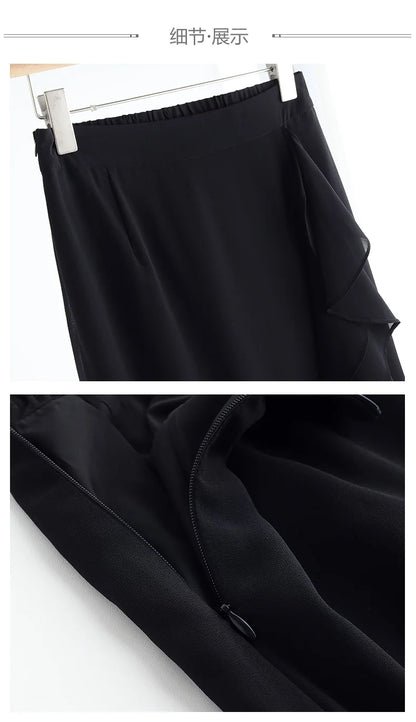 ZUZK Fashion Irregular Fishtail Chiffon Skirts Elegant High Waist Summer Luxury Party Skirt Female Ruffles Long Skirts