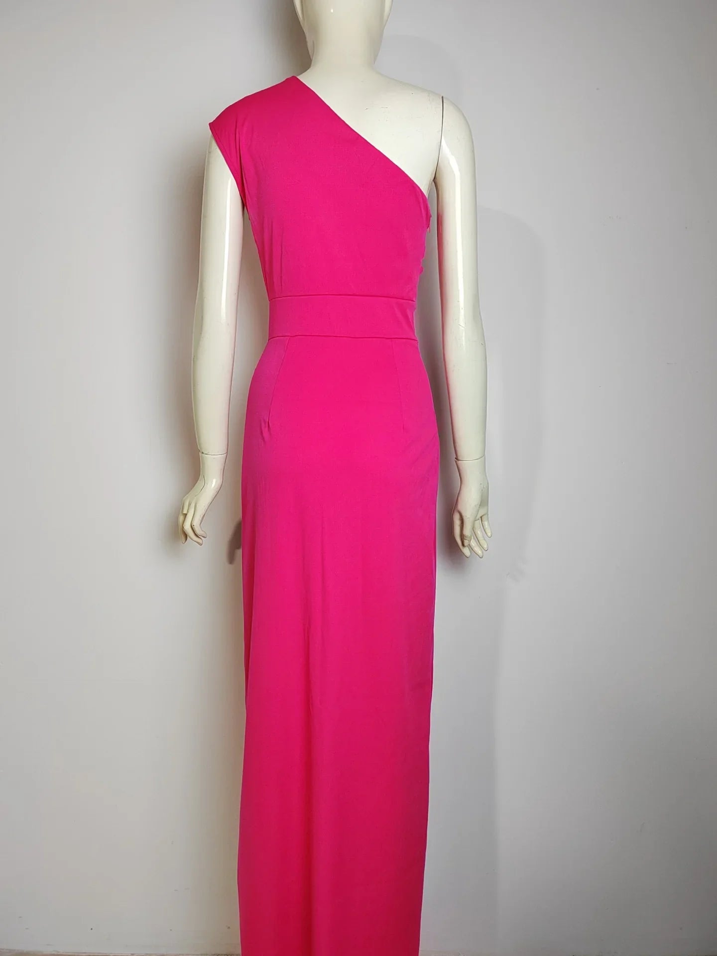 Women's Fashion One-shoulder High-waisted Front Split Temperament Party Dress A-line British Style Dresses