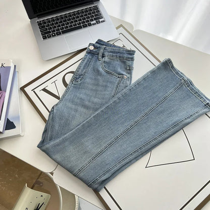 Plus Size Women's High Waisted Slim Flared Jeans 2025 Spring Stretch Denim Pants Curvy Premium Slimming & Lengthening Design