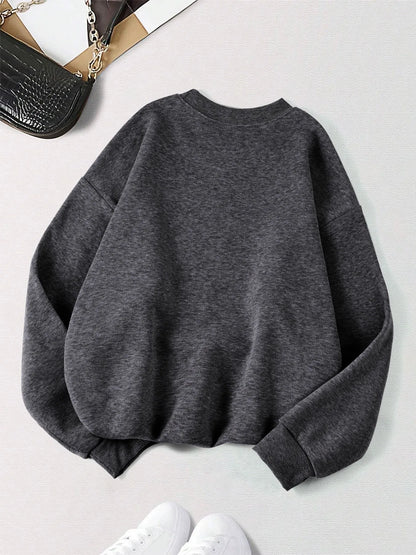 Winter Womens Solid Sweatshirts Casual Comfortable Warm Hoodies Loose Crewneck Fleece Pullover Tops Autumn Womans Streetwear