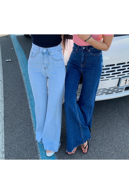 High Waist Bell Bot Jeans Women's Slim Fit Versatile Long Pants Summer Chic Vintage Denim Blue High Waist Long Leggings