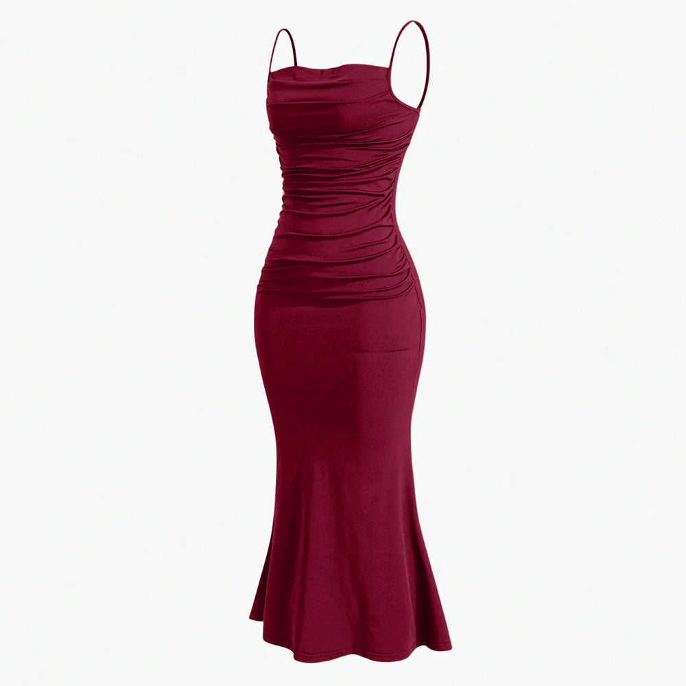 Mia Muse Women's Party Dresses Maxi Spaghetti Strap Elegant Slim Evening Wedding Guest Multi-Color Summer Milkmaid Dresses