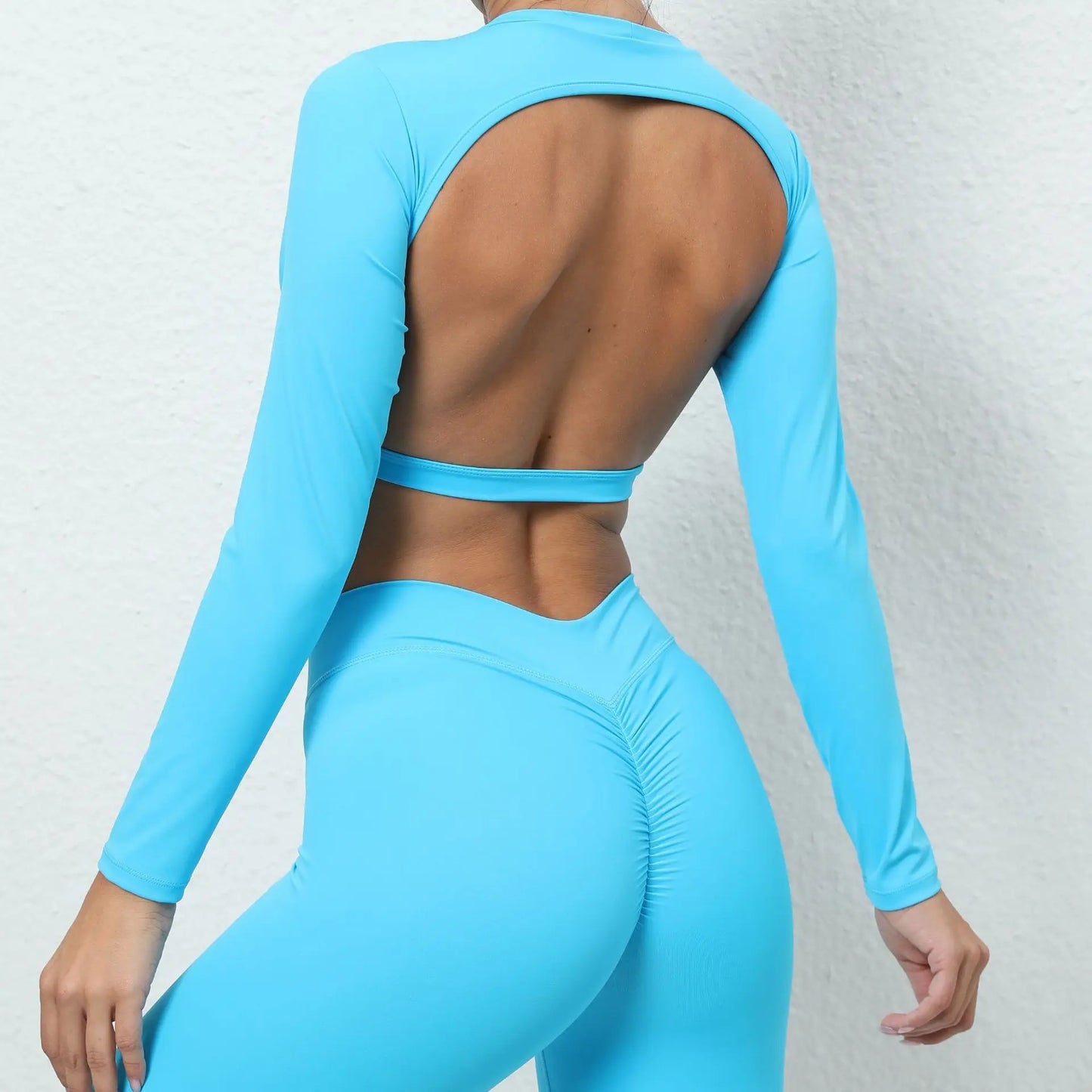 JUREN Women Long Sleeve Sport Shirt Hollow Out Yoga Tops Workout Running T-Shirt Girls Slim Gym Push Up Fitness Crop Top Female