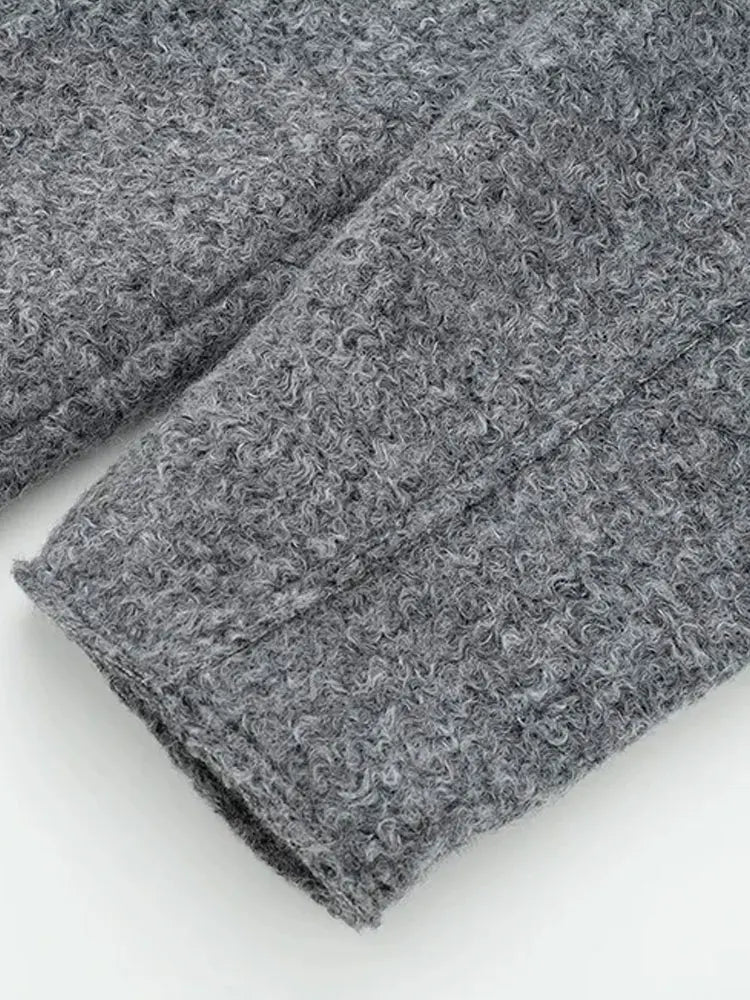 TRZA Women Fashion Patch Pockets With Flaps Cropped Jacket Coat Vintage Long Sleeve Front Zipper Female Outerwear Chic Tops