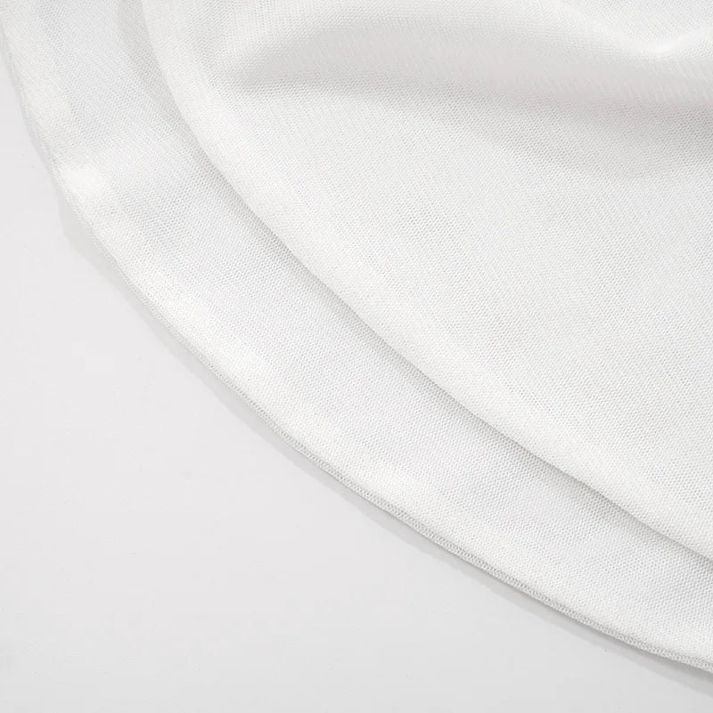 Female's Autumn T-Shirt Sheer Mesh Off-Shoulder Curved Hem Pullover Long Sleeve Women's Top Comfortable Clothing For Lady