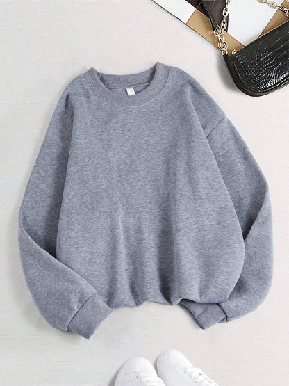 Winter Womens Solid Sweatshirts Casual Comfortable Warm Hoodies Loose Crewneck Fleece Pullover Tops Autumn Womans Streetwear