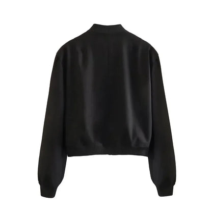 1PCS Woman Bomber Jacket Coat White Autumn Winter Button Baseball Aviator Cropped Jackets for Women Long Sleeve Crop Outerwear