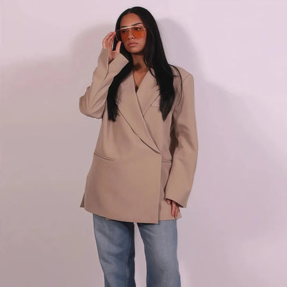 Women's Suit Jackets Loose Lapel One Button Short Sleeve Blazers 2025 Summer Elegant Lady Office Outwear Street