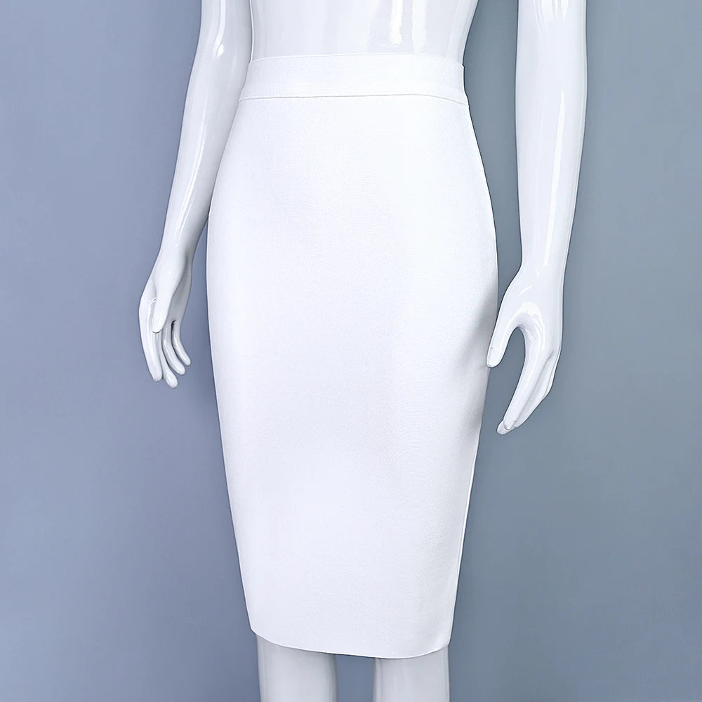 BEAUKEY Sexy Yellow Bandage Skirts 2023 Women Summer High Waist Quality Pink Black White Party Skirts XL Tight Office Lady Skirt