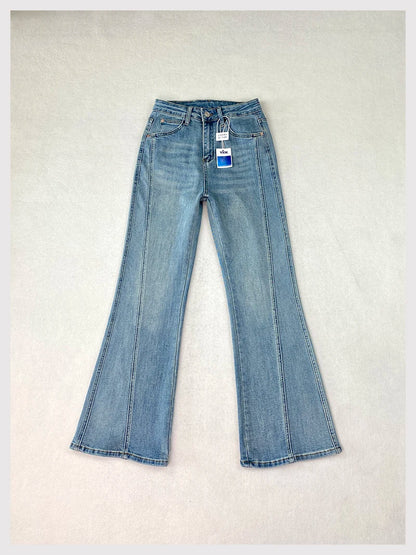 Plus Size Women's High Waisted Slim Flared Jeans 2025 Spring Stretch Denim Pants Curvy Premium Slimming & Lengthening Design