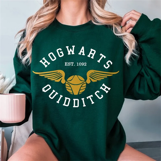 2025 New Arrival Women's Crew Neck Sweatshirt Letter Print round Neck Pullover Hoodie HOGWARTS EST.1092 Fashionable Streetwear