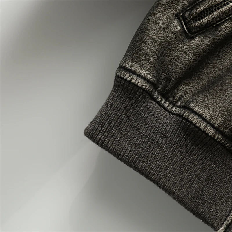 RARF Women Washed Leather Loose Jacket Vintage Stand Collar Gradient Zipper Short Coat Spring Lady Locomotive Style Chic Coat