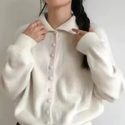 2025 New Soft High Neck Button Down Womens Cardigan Sweater Korean Style Ins Fashion Winter Fall Cozy Knit