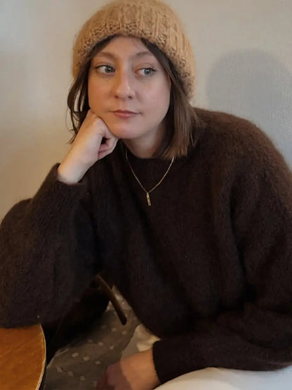 Fluffy Mohair Crew Neck Slouchy Sweater Soft Textured Loose Fit 2025 Autumn Cozy Chic Women Knit Top Casual Sweet Lady Jumper