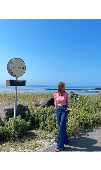 High Waist Bell Bot Jeans Women's Slim Fit Versatile Long Pants Summer Chic Vintage Denim Blue High Waist Long Leggings