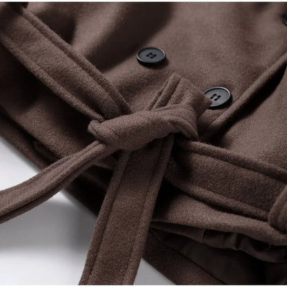 Stand Collar Women Winter Woolen Coats Single Breasted Loose Female Long Sleeve Jacket  Autumn Office Lady Street Short Coat
