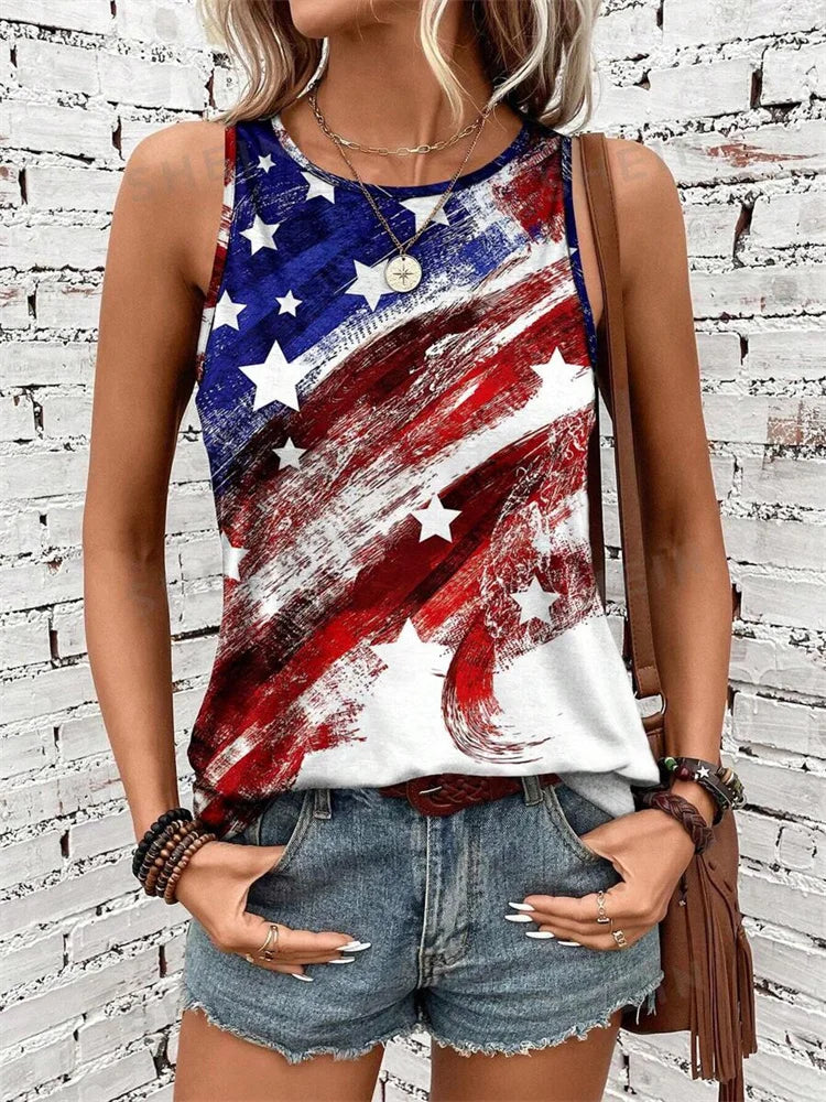 Skull Print Women's Tank Top Summer Street Fashion Women's Crew Neck Tank Top Outdoor Everyday Casual Women's Sleeveless T-shirt