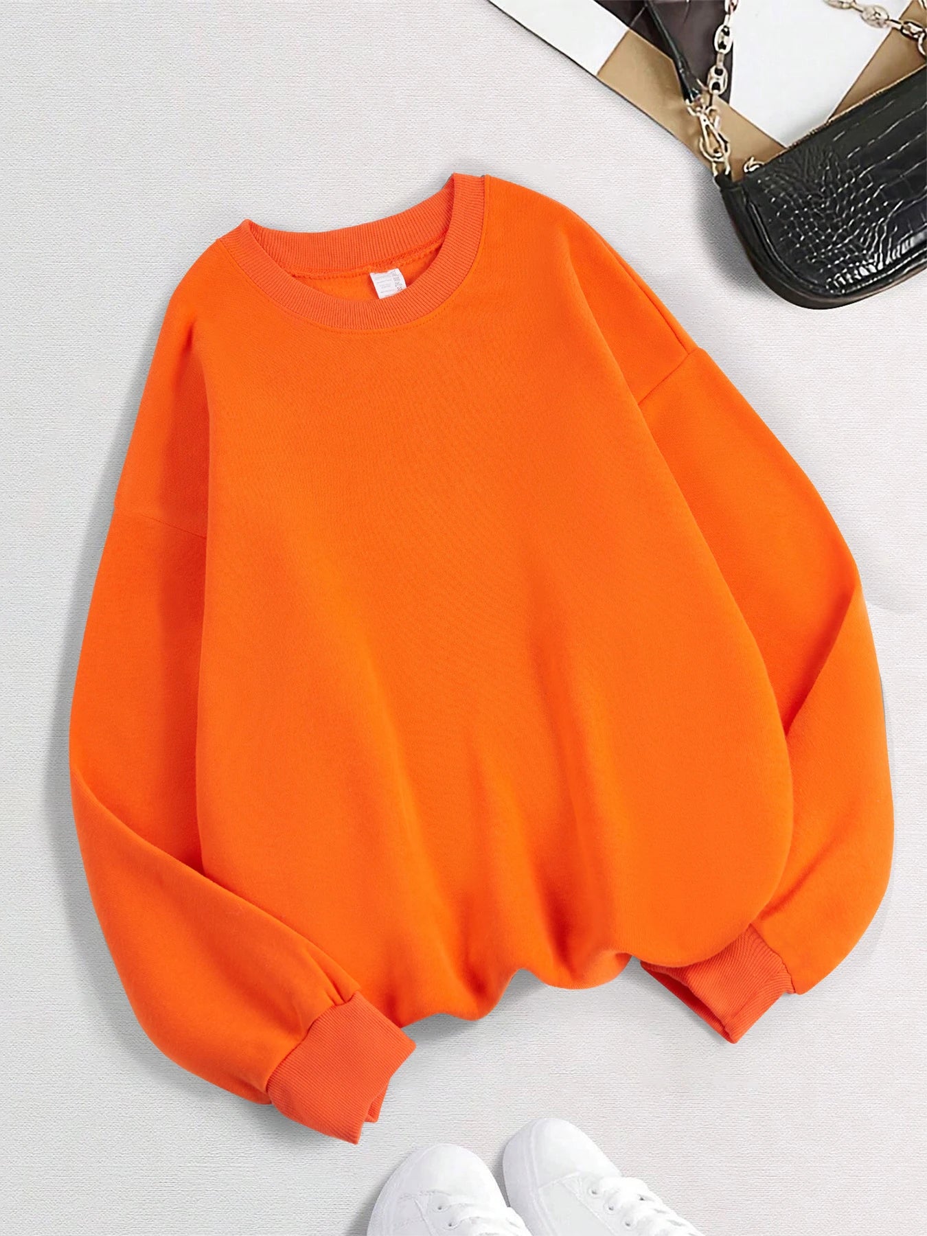 Winter Womens Solid Sweatshirts Casual Comfortable Warm Hoodies Loose Crewneck Fleece Pullover Tops Autumn Womans Streetwear