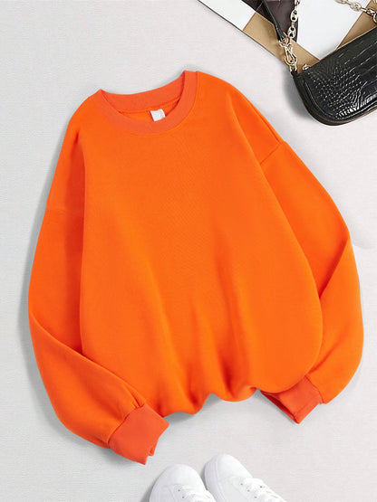 Winter Womens Solid Sweatshirts Casual Comfortable Warm Hoodies Loose Crewneck Fleece Pullover Tops Autumn Womans Streetwear