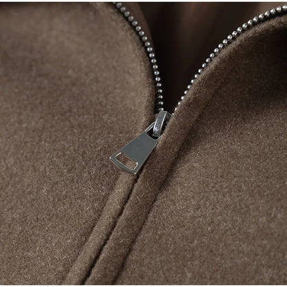 Stand Collar Women Winter Woolen Coats Single Breasted Loose Female Long Sleeve Jacket  Autumn Office Lady Street Short Coat