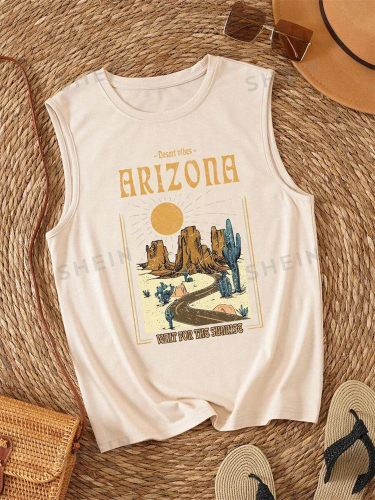 Skull Print Women's Tank Top Summer Street Fashion Women's Crew Neck Tank Top Outdoor Everyday Casual Women's Sleeveless T-shirt