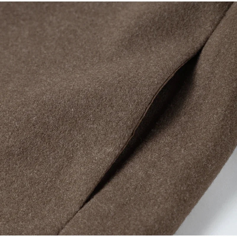 Stand Collar Women Winter Woolen Coats Single Breasted Loose Female Long Sleeve Jacket  Autumn Office Lady Street Short Coat