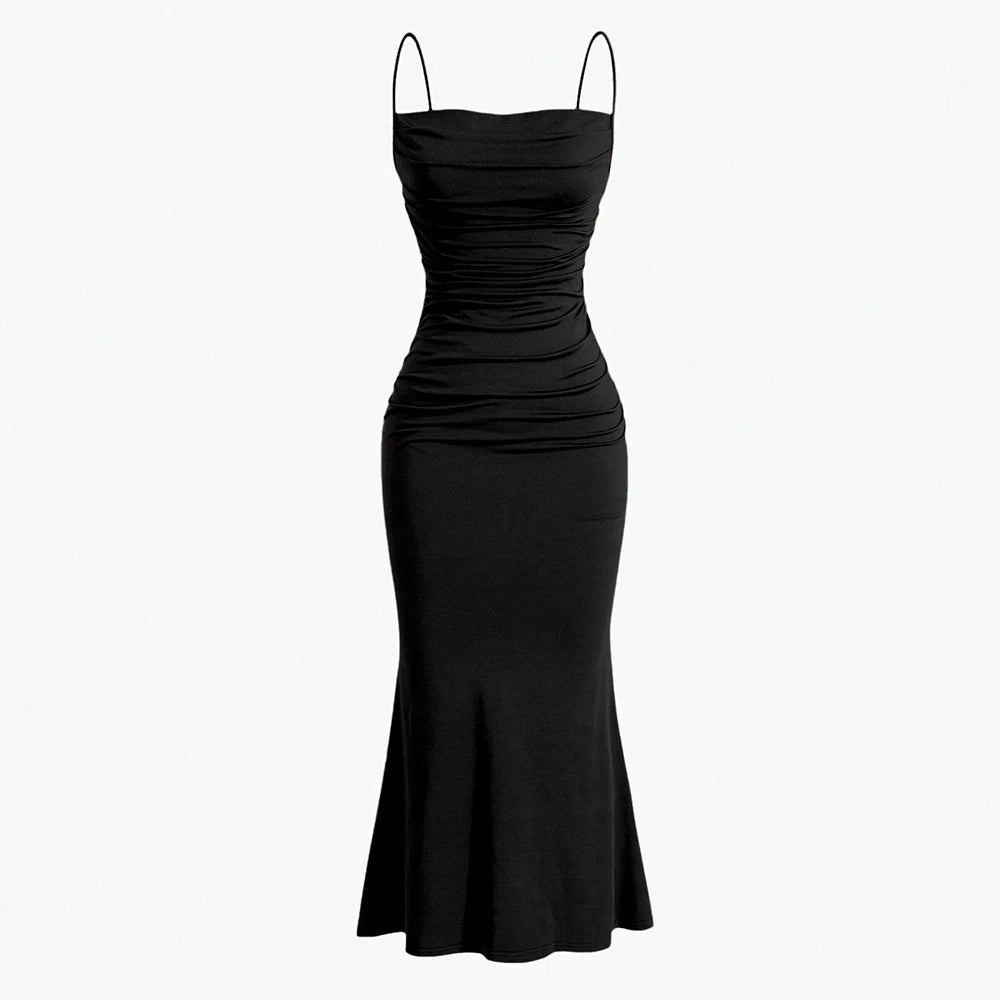 Mia Muse Women's Party Dresses Maxi Spaghetti Strap Elegant Slim Evening Wedding Guest Multi-Color Summer Milkmaid Dresses