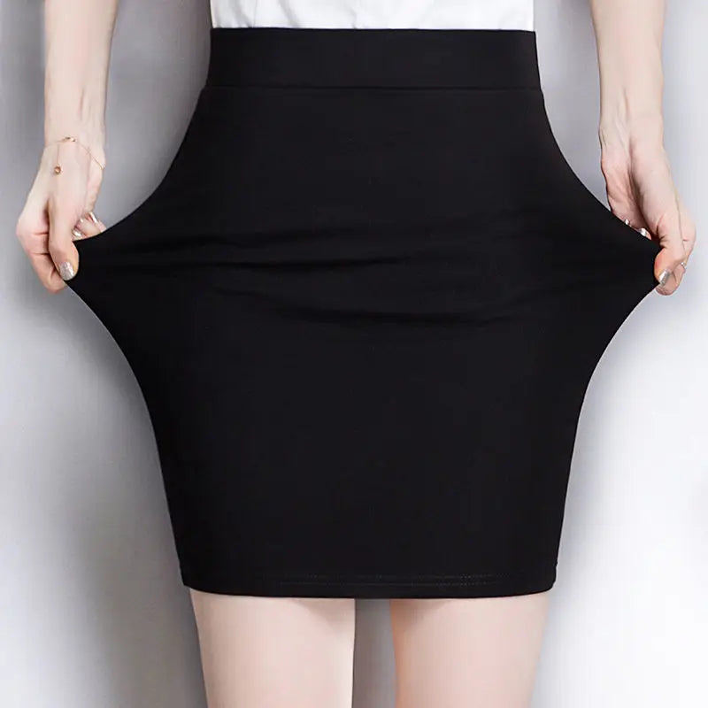 Office Lady Work Business Social Sexy Black Skirts Summer Women Elasticity Slim Wrap Hip All-match Female Short Skinny Skirt