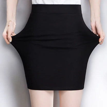 Office Lady Work Business Social Sexy Black Skirts Summer Women Elasticity Slim Wrap Hip All-match Female Short Skinny Skirt