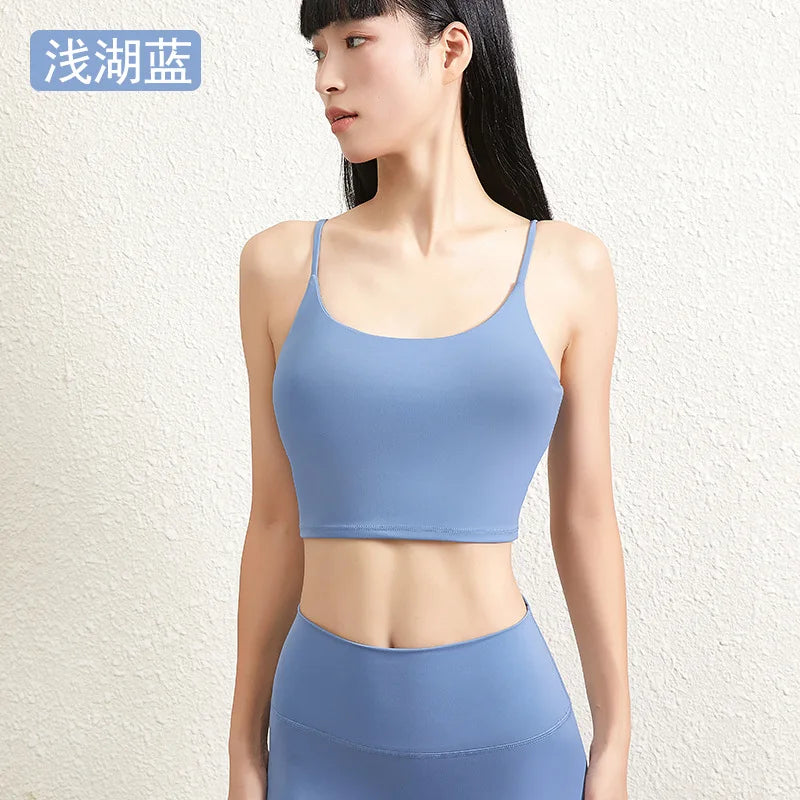 Double Face Hair Sports Girls Fall Running Fitness Vest With Chest Pad Strap Spice